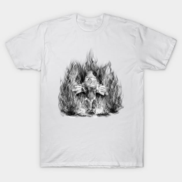 Ganesha in Fire T-Shirt by dekari